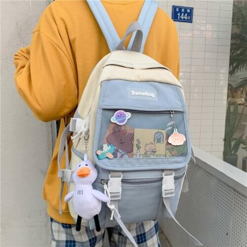 ESTUAQUEEN Kawaii Nylon Women Backpack Fashion Waterproof Rucksack for Teen Girls School Bag Cute Student Bookbag Travel Mochila