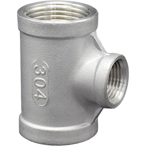 1/8" 1/4" 3/8" 1/2" 3/4" 1" 1-1/4" 1-1/2" NPT Female Thread Tee Three Way 304 Stainless Steel Pipe Fitting Reducer Connector
