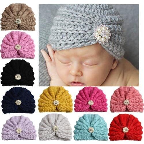 1pcs New arrival children india hat vintage pearls rhinestone Turban cap kids beanie hats baby hats caps dome hats for girls