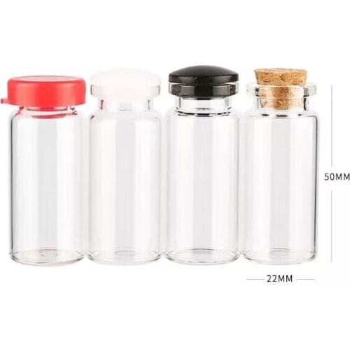 10pcs 10ml 22x50mm Small Bottle Glass Jars Decoration DIY Containers Mini Cheap Message Vials Ornaments Rubber Cork Stopper Jars