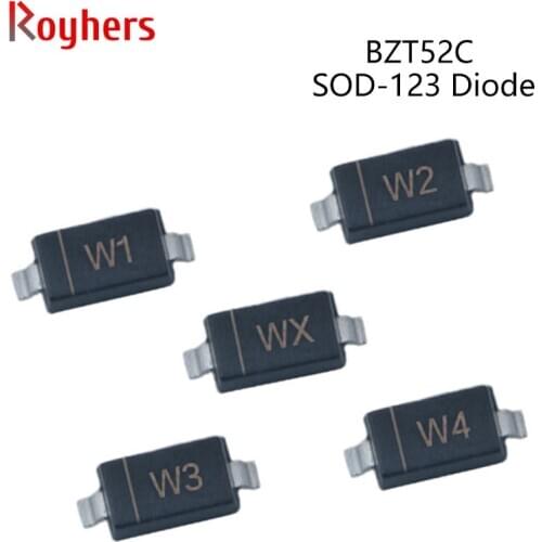 100Pcs SMD Zener Diode BZT52C9V1 WE BZT52C10 WF BZT52C3V0 W2 BZT52C3V9 W5 BZT52C4V7 W7 BZT52C6V8 WB BZT52C7V5 WC SOD-123