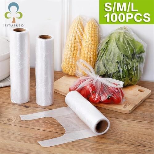 100Pcs Vest type food storage bag Kitchen Storage Organization Plastic Bags Thick disposable disposable food bag Food Fresh ZXH