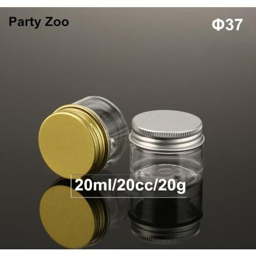 120 X 20g Clear PET Cosmetic Jar With Silver&Gold Aluminum Lid 20cc Small Cosmetic packing Sample Container Wholesale