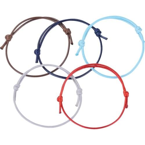 50pcs Simple Woven Korean Waxed Polyester Cord Bracelet Handmade Adjustable Pure Color Thread Bracelet Couple Bracelet Gift
