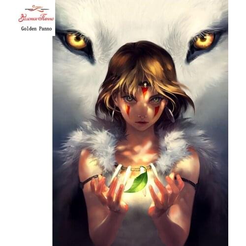 5D DIY Diamond Painting Full Display cartoon Wolf girl Diamond Embroidery Full Square Mosaic Picture Of Rhinestone Decor