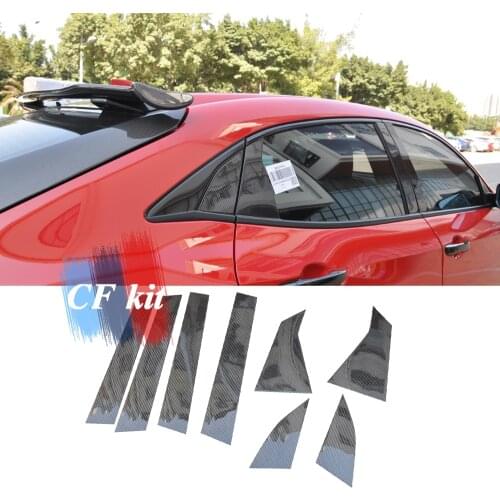 6PC Carbon fiber Window Pillar Posts Trims BC Column Stickers For Honda Civic 2016 - 2020 FK7 FK8 5D HATCHBACH Car Accessories