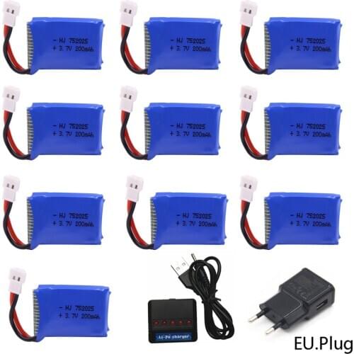 3.7V 200mah Lipo battery with 5in1 USB Charger Set for Syma X11 X4 X13 Quadcopter Helicopters Remote Control toys accessories 1S