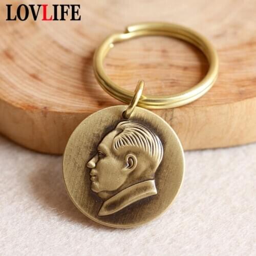 Antique Copper Chinese Chairman Mao Figurines Small Ornaments Retro Brass Decor Accessories Car Desk Decorations Craft Gifts