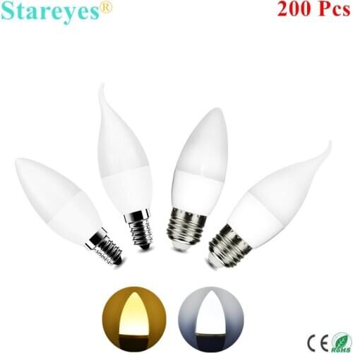 Free shipping 200 Pcs E14 E27 SMD 2835 10 LED 3W LED candle bulb lamp light High Brightness LED Ceiling chandelier lighting