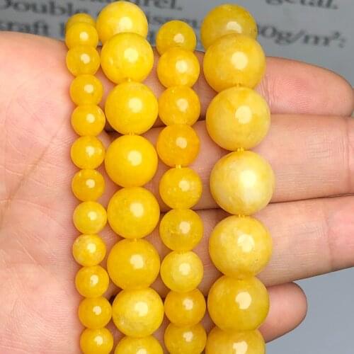 AAA Natural Stone Beeswax Yellow Jades Beads Loose Spacer Beads For Jewelry Making DIY Bracelet Accessories 6 8 10 12mm 1 Strand