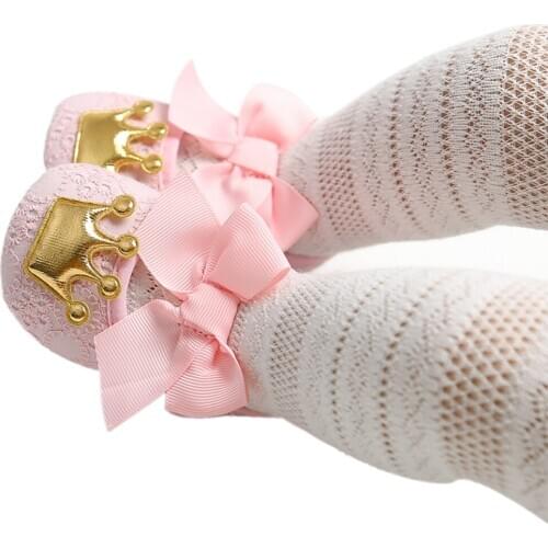 New Baby Crown Mary Jane Flats Soft Sole Bow Princess Dress Shoes No-Slip Crown Bowknot Infant Prewalkers