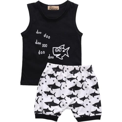 Baby summer 2pcs suit!! newborn kids baby boys clothes set letter printed sleeveless tops + printed shorts outfits