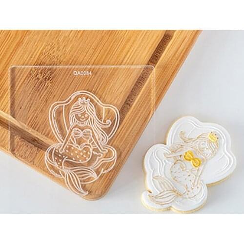 Cake Decoration Tool Mermaid Them Cake Cookie Press Stamp Embosser Cutter Acrylic Fondant Sugar Craft Cake Cutter Cake Mould