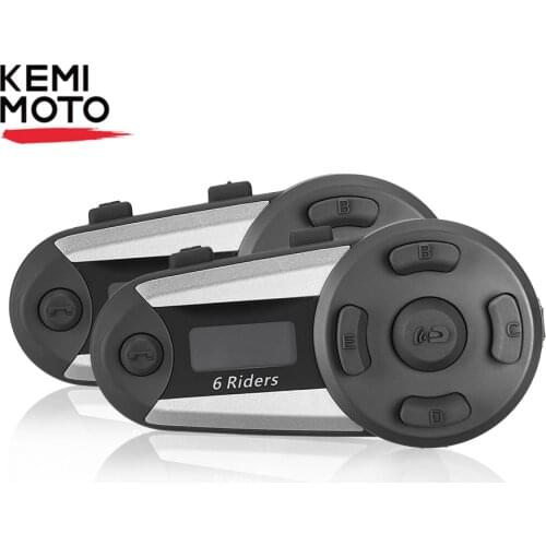 KEMIMOTO 6 Riders 1200M Motorcycle Helmet Intercom Helmet Headset Waterproof Bluetooth Headset With FM Radio Interphone
