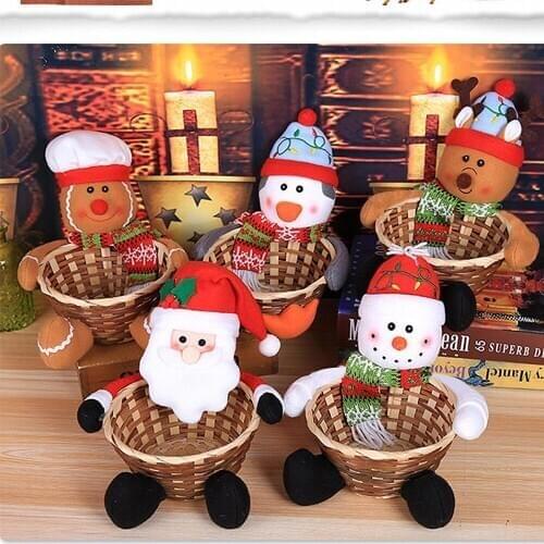 Banboo Food Santa Claus Basket Merry Christmas Decoration Baskets Party Xmas Gift