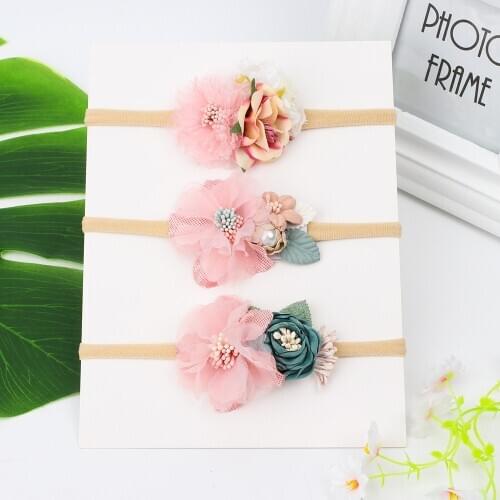 Summer Flower Crown Headband Wreath Head Bands Baby Girl Hair Accessories Girls Nylon Soft Headbands Infant Hair Accessories