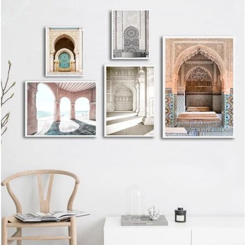 Hassan II Mosque Canvas Painting Morocco Architecture Poster Travel Landscape Print Islamic Wall Art Picture Home Decoration