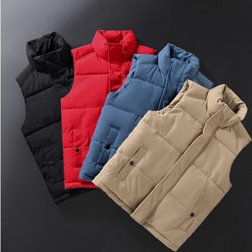 2021 Winter New Tooling Mens Jackets Males Solid Color Thickened Sports Waistcoat Sleeveless Coat Teenager Down Cotton Vest