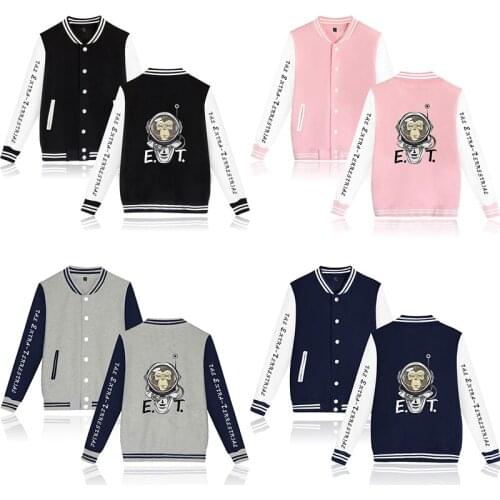 New Print ET Alien Funny Baseball Jacket Coat Fashion Hip Hop Men Women Hoodie Sweatshirts Long Sleeve Homme Hoodies Jackets Top