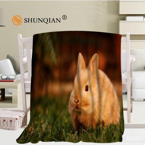 Cute Rabbit Blanket Soft DIY Sofa Bed Throw Blanket Adult Warm Custom Blanket 56x80Inch50X60Inch40X50Inch