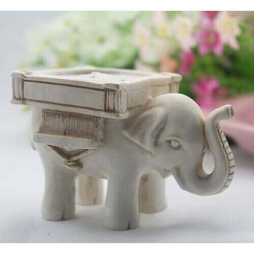 1PC Beige Retro Elephant Tea Light Candle Holders Ivory Wedding Party Decor Candlestick Candle Holders