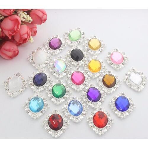 10Pcs/set silver 26*32mm Acrly white and doll beauty head inlay Diamond buttons Diy sewing Accessory wedding liory