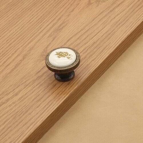 Kitchen cabinet knob handle ceramic drawer pull knob antique brass bronze dresser cupboard furniture door handles pull knobs