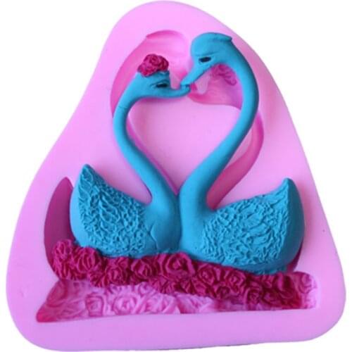 Silicone Chocolate Mould Double Swan Cake Decoration Mold Bakeware Cooking Tools Kitchen Accessories 2875