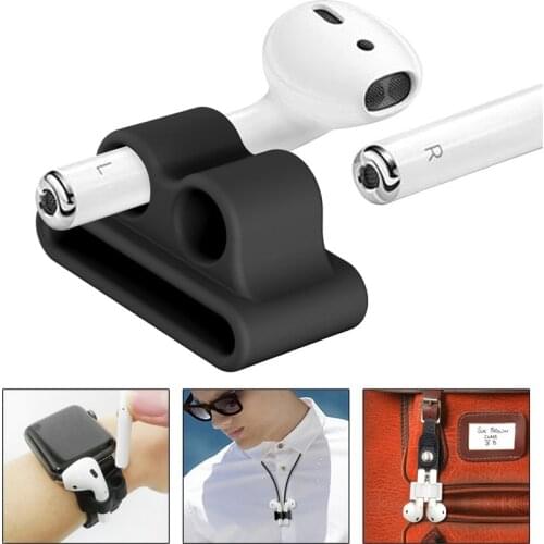 Silicone Wireless Earphones Stand Bluetooth Headsets Holder For AirPods Apple i7 Earphones Earbuds Holder Clip For Apple Watch