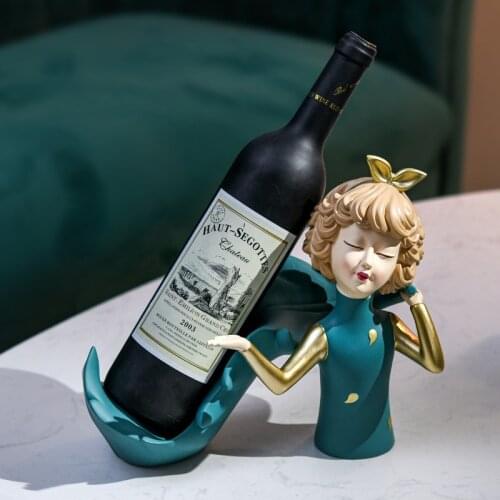 Girl Statue Red Wine Holder Home Shop Cafe Restaurant Desktop Wines Cabinet Decoration Show Ornaments Resin Sculptures Escultura