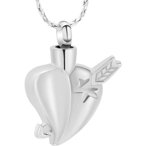 Arrow with Heart Urn Necklace for Ashes Keepsake Urn Memorial Cremation Jewelry for Pet Human Ashes