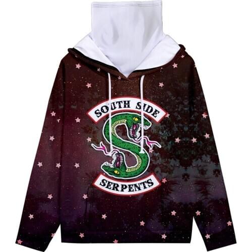 Hot Riverdale Southside Serpents 3D Hoodie Sweatshirts Women/men Long Sleeve 3D Streetwear Hoody Tops and Seamless Headscarf Set