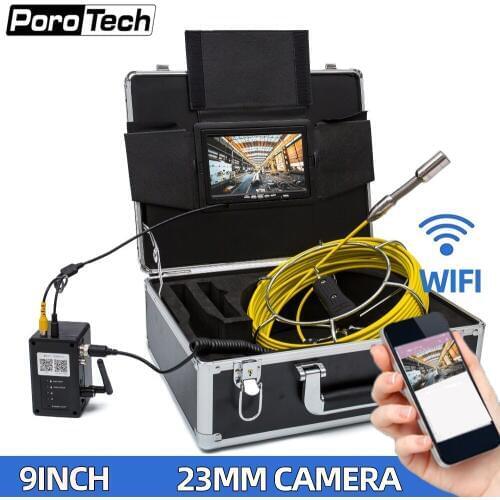 WP90A 9" Wireless WiFi 20M Pipe Inspection Video Camera,Drain Sewer Pipeline Industrial Endoscope support Android/IOS
