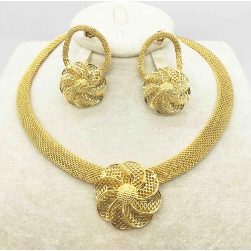 High quality Italian gold colored jewelry for womens African bead jewelry jewelry fashion necklace earrings bracelet jewelry
