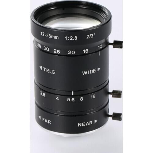 10MP 12-36mm F2.8 - F16 CCTV Industrial Zoom Microscope Lens Big View High Working Distance CS C Mount Lens Large Target Surface