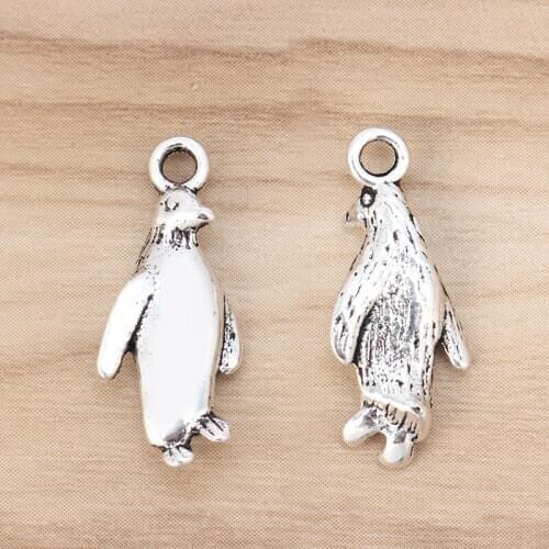 20 Pieces Penguin Charms Pendants Beads for Jewellery Making Findings 23x10mm
