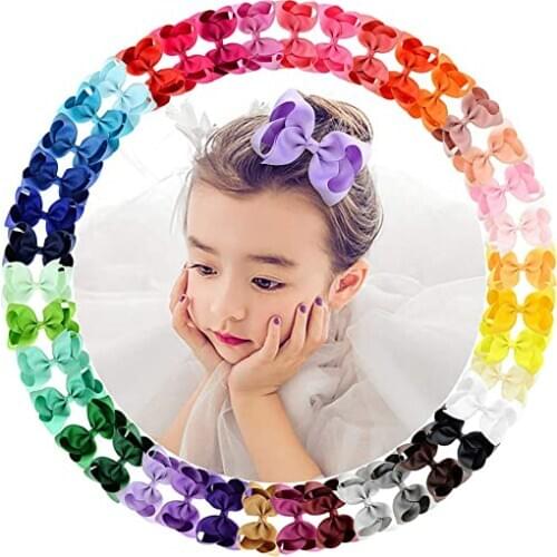 40Colors 1PCS 4inch Baby Girl Solid Bow With Crocodile Clip Boutique Hair Clips Grosgrain Hairpin For Kids Hair Accessories DIY