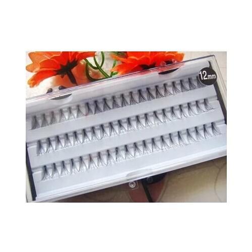 Free Shipping 60 Pcs Individual Lashes Semi-Hand Black False Eyelash Natural Long Cluster Extension Set Makeup12mm/5p