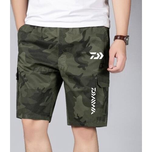 Daiwa Pants Men Fishing Pants Summer Camouflage Solid Multi-pocket Casual Trousers Sport Loose Pants Men Plus Size Shorts