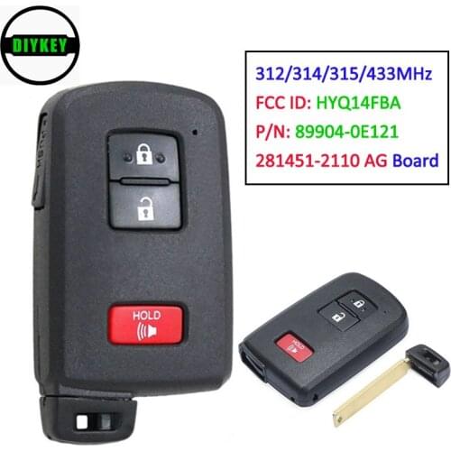 DIYKEY 281451-2110 AG Board Smart Remote Key Fob 312/314/315/433MHz for Toyota Prius C Tacoma 2012-2018 P/N:89904-0E121 HYQ14FBA
