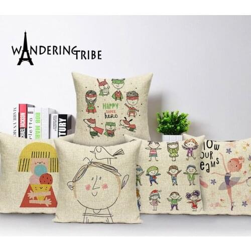 Farmhouse Home Decor Cushion Covers Childrens Cushions Decorative Pillows For Couch Cartoon Kinder Pillowcase 45*45 Sofa Pillow