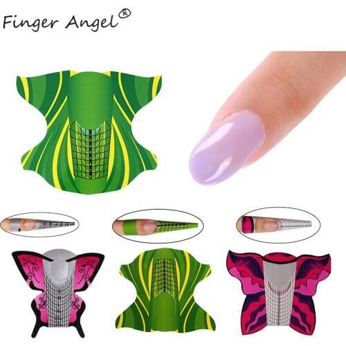Finger Amgel 100pcs/lot Butterfly nail forms Nail Tools Nail Extension Forms Sticker Nail Forms UV Gel Acrylic French