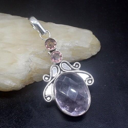 Gemstonefactory Jewelry Big Promotion 925 Silver Fashion Natural Multi Topaz Perfect Women Ladies Gifts Necklace Pendant 1013