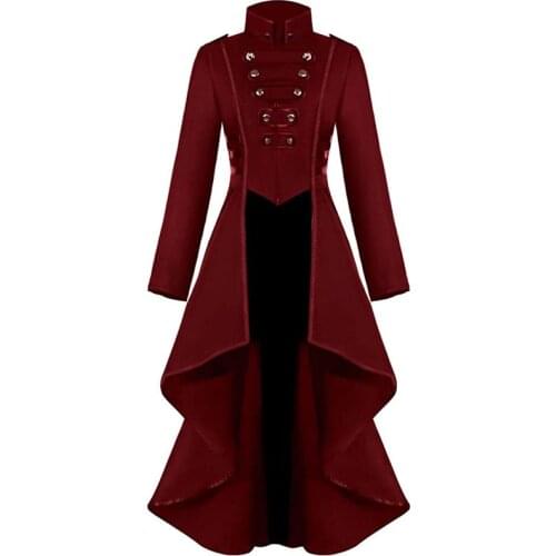 Gothic Steampunk Tailcoat Jacket Women Vintage Irregular Hem Victorian Frock Coat Tuxedo Uniform Medieval Halloween Costumes 3XL