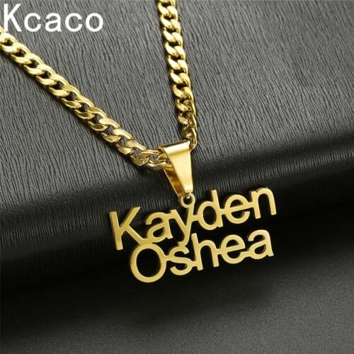 Customized Fashion Stainless Steel Name Necklace Personalized Letter Gold 5mm NK Chain Necklace Pendant Nameplate for Men Gift