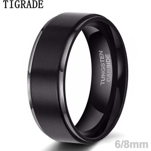 8mm Black Brushed Tungsten Carbide Ring Men Fashion Jewelry High Polished Male Wedding Rings Vintage Engagement Band