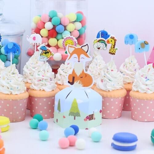 Woodland Animals Fox Box Candy Box Gift Box Cupcake Box Boy Kids Birthday Party Supplies Decoration Event Party Supplies