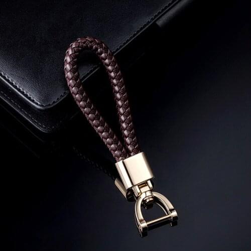 PU Leather Braid Woven Rope Car keychain Ring Leather Car Keychain Creative Gift for Women and Men Car Key Holder For Car Brand