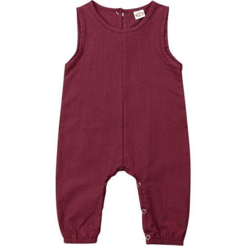 Summer Infant Baby Girls Boy Clothes Solid Color Sleeveless Romper Outfits Jumpsuit Playsuits One Pieces
