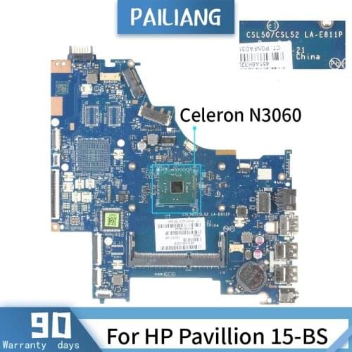 939605-601 For HP Pavillion 15-BS 939605-501 LA-E811P SR2KN Celeron N3060 Mainboard Laptop motherboard DDR3 tested OK